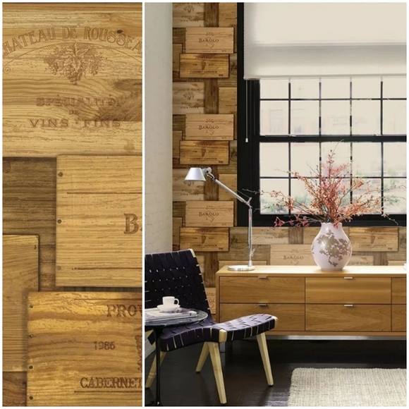 Wallpaper Border Wooden Wine Crates - Picture 1 of 5